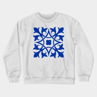 Antique Azulejo Tile Floral Pattern Crewneck Sweatshirt